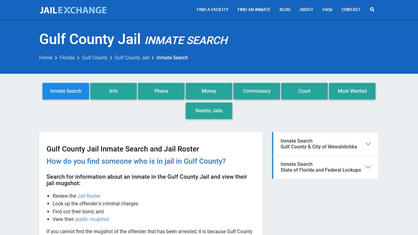 Inmate Search: Roster & Mugshots - Gulf County Jail, FL